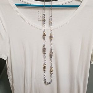 Loft long blue and silver crystal necklace